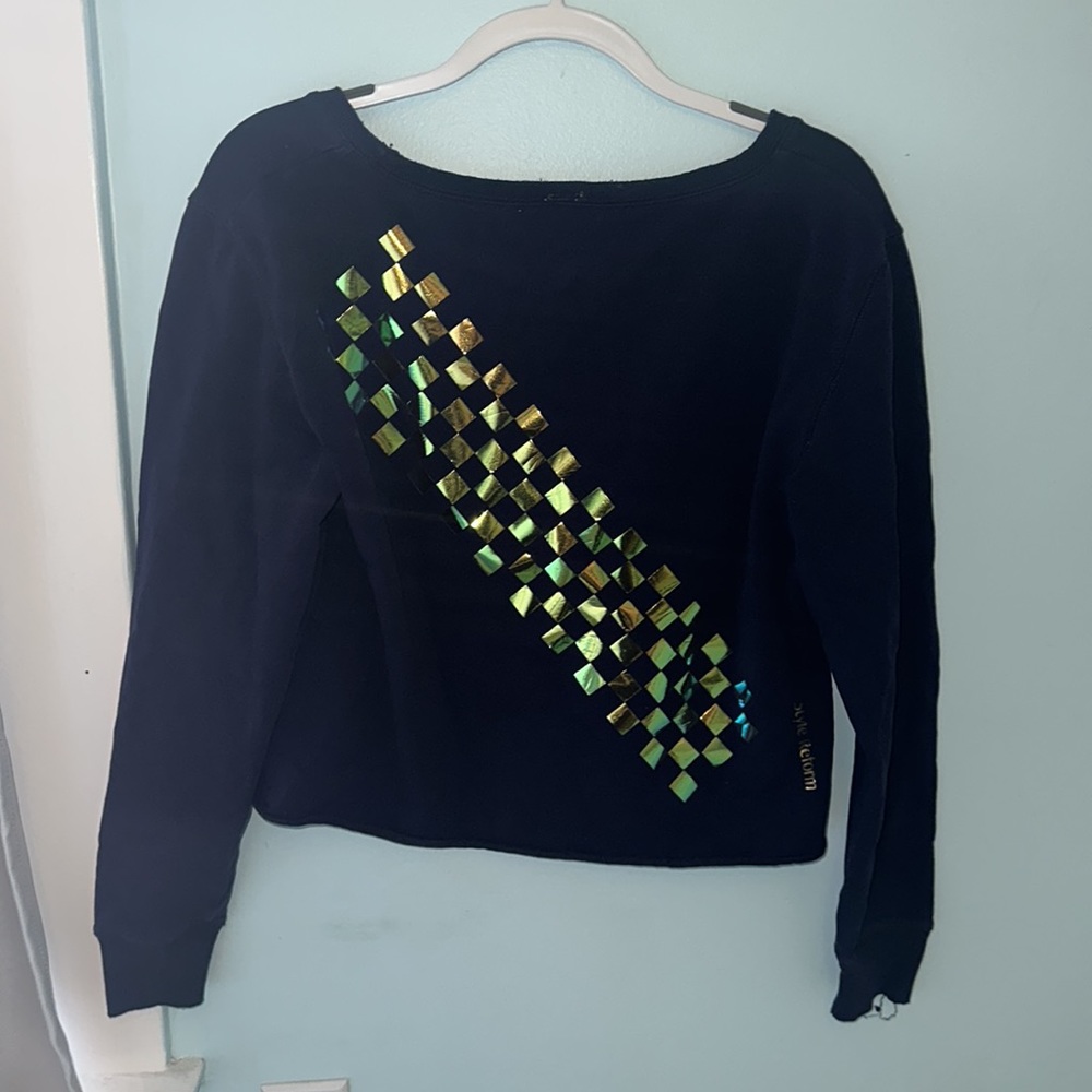 Style Return Dark Purple Cut-Off Fashion Crewneck Sweatshirt